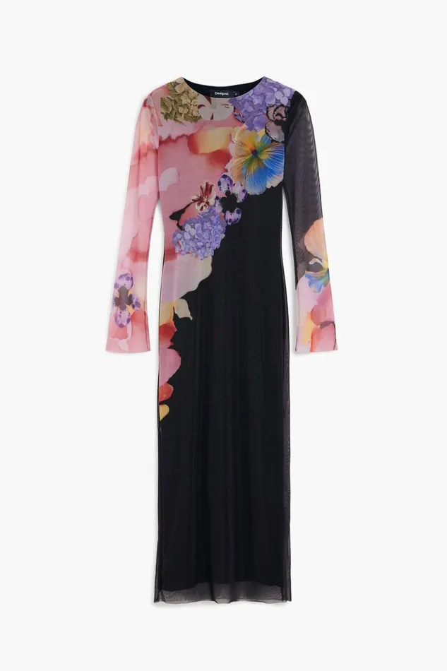 Dresses And Jumpsuits Women Desigual Floral Midi Dress Black