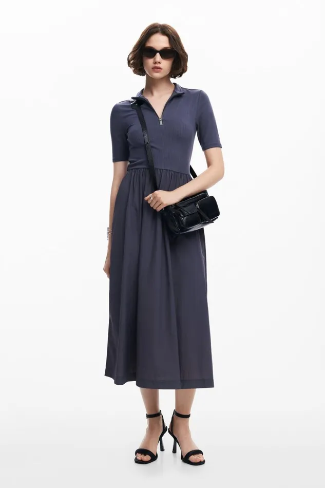 Dresses And Jumpsuits Women Desigual Hybrid Midi Dress Black
