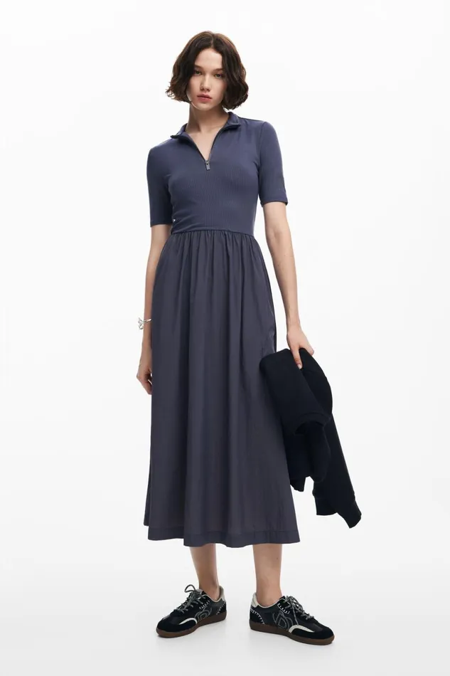 Dresses And Jumpsuits Women Desigual Hybrid Midi Dress Black