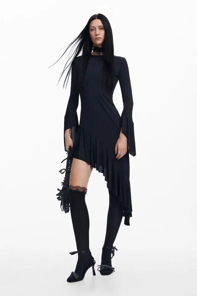 Dresses And Jumpsuits Women Desigual Mara Escot Asymmetric Black Dress Black