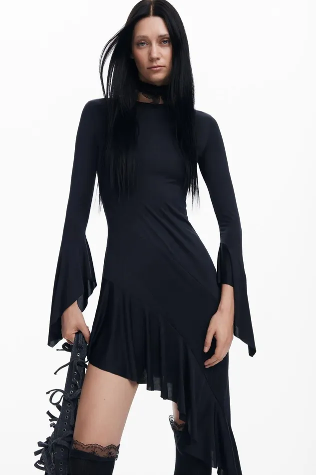 Dresses And Jumpsuits Women Desigual Mara Escot Asymmetric Black Dress Black