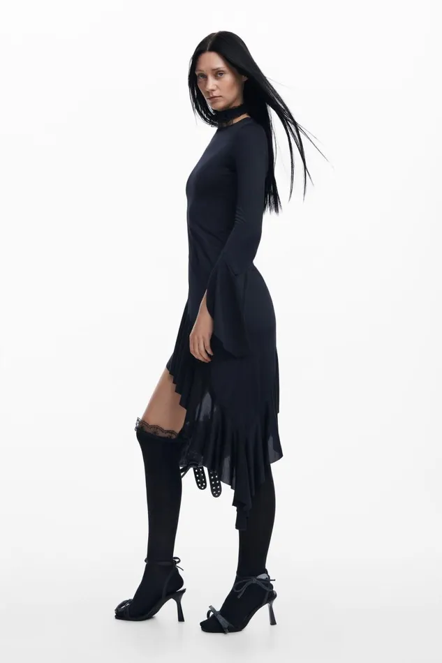 Dresses And Jumpsuits Women Desigual Mara Escot Asymmetric Black Dress Black