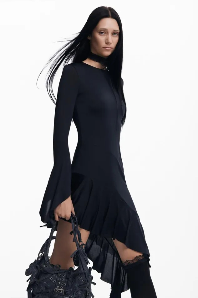 Dresses And Jumpsuits Women Desigual Mara Escot Asymmetric Black Dress Black