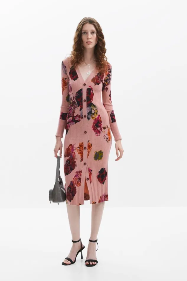 Dresses And Jumpsuits Women Desigual Midi Knit Dress M Christian Lacroix Red