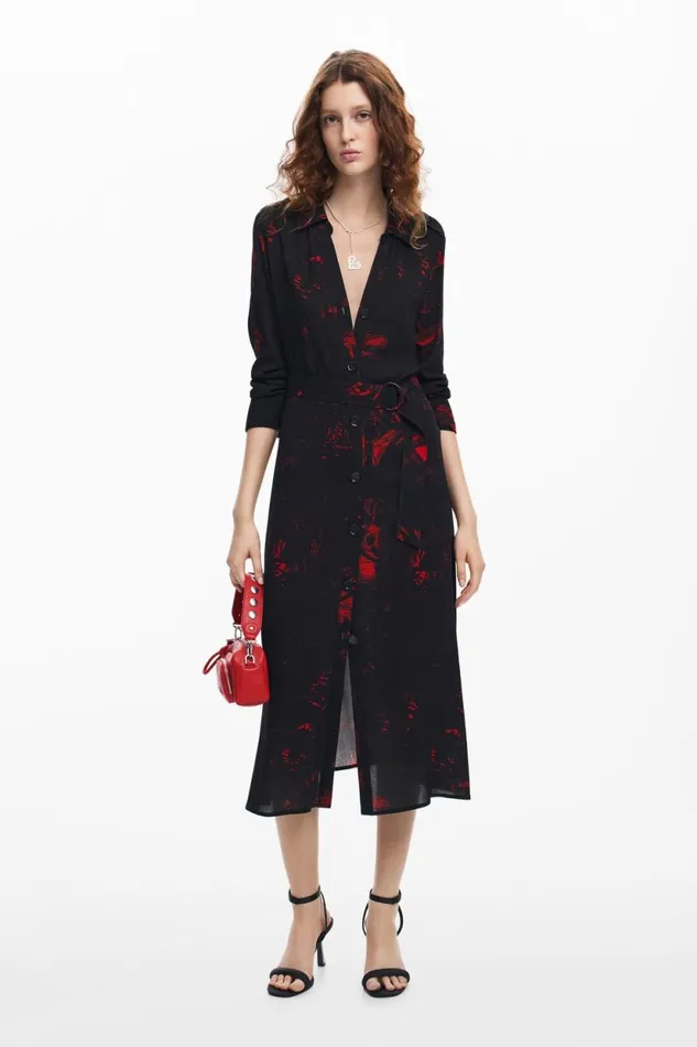 Dresses And Jumpsuits Women Desigual Midi Shirt Dress M Christian Lacroix Black