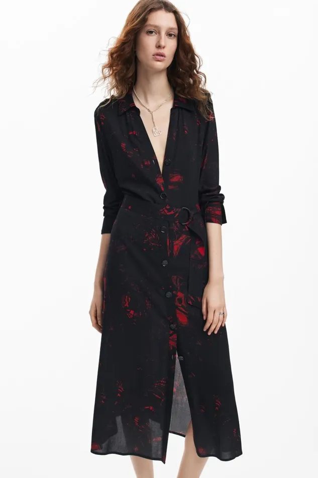 Dresses And Jumpsuits Women Desigual Midi Shirt Dress M Christian Lacroix Black