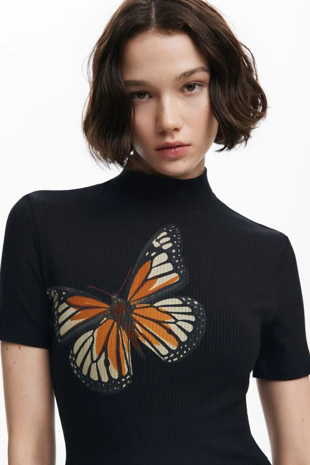 Dresses And Jumpsuits Women Desigual Slim Midi Butterfly Dress Black