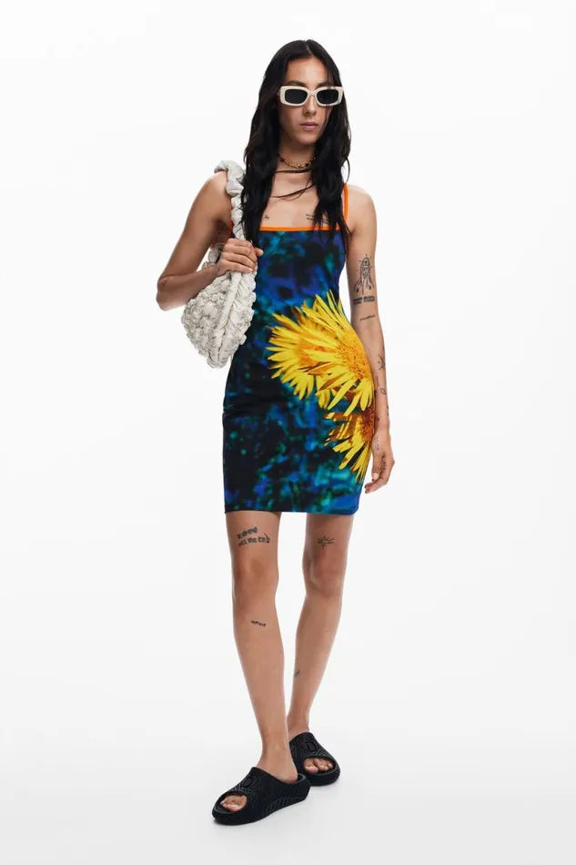 Dresses And Jumpsuits Women Desigual Sunflower Midi Dress Blue