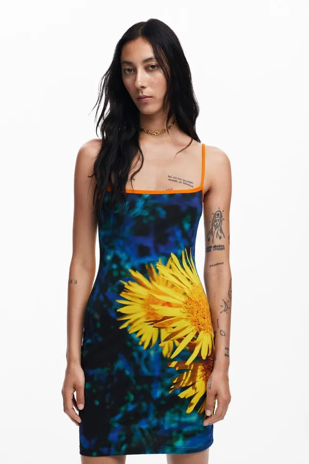 Dresses And Jumpsuits Women Desigual Sunflower Midi Dress Blue