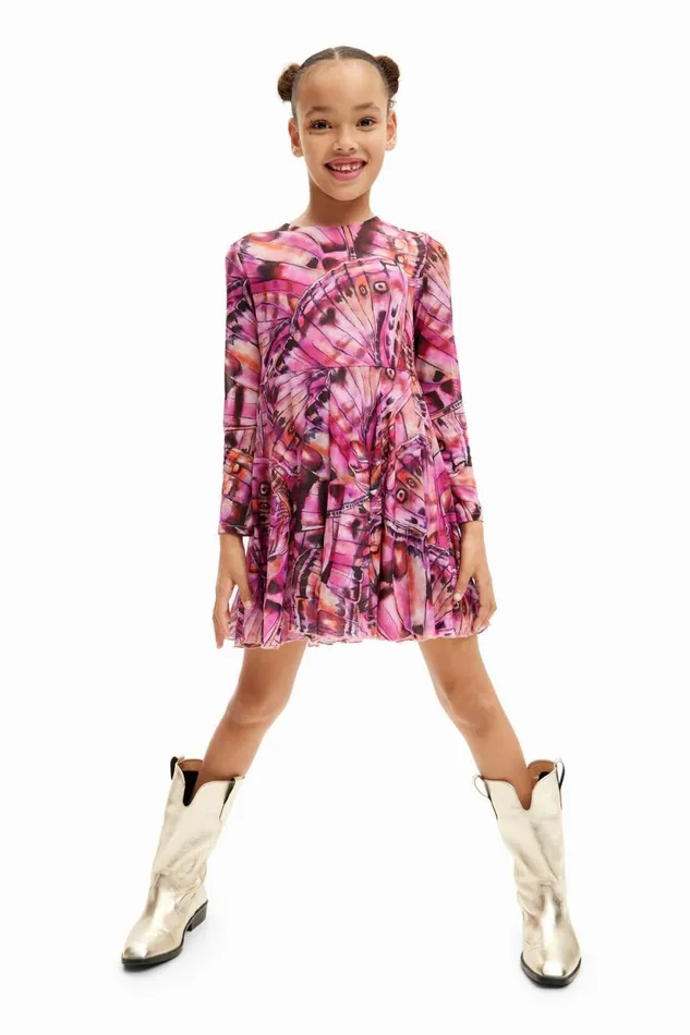 Dresses Kids Desigual Short Dress With Butterfly Wings Red