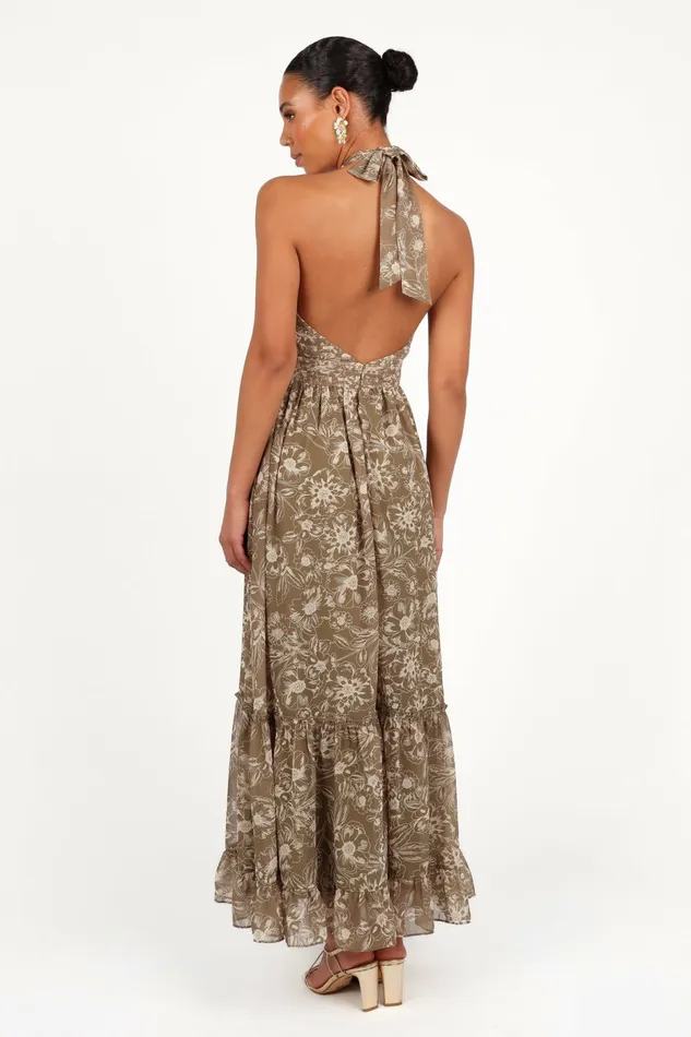 Dresses Petal and Pup Women Lennon Halterneck Maxi Dress Olive Floral