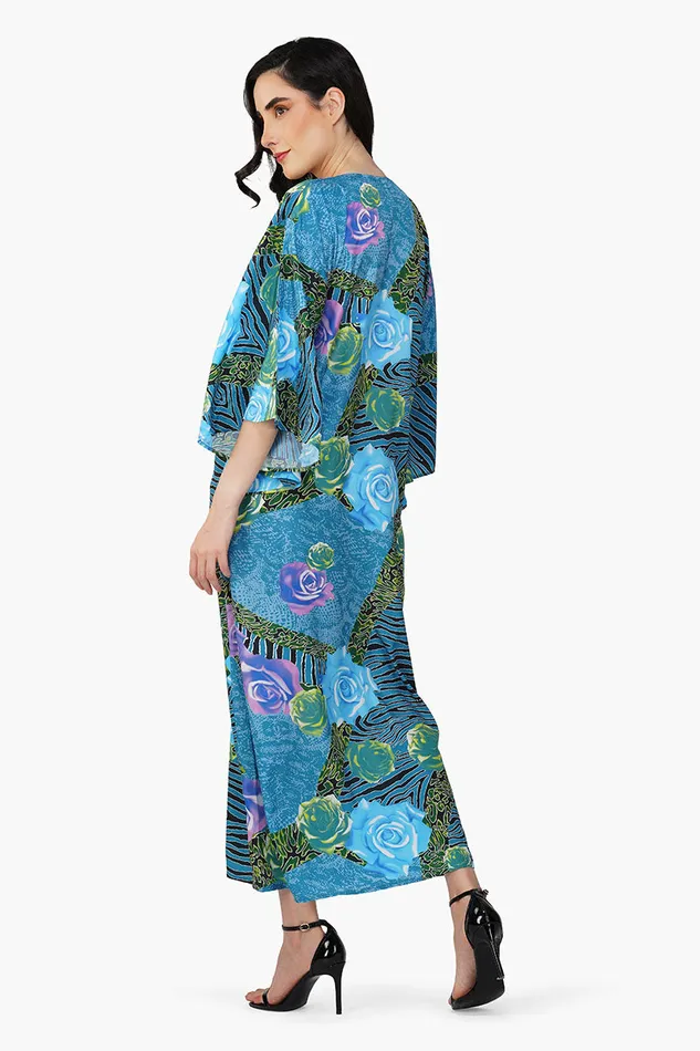 Dresses Women America and Beyond Blue Carribean Floral Printed Maxi Dress