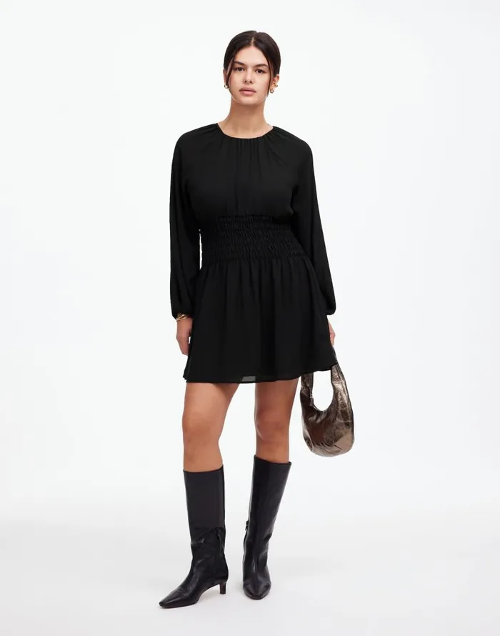 Dresses Women Madewell BubbleSleeve Smocked Mini Dress True Black