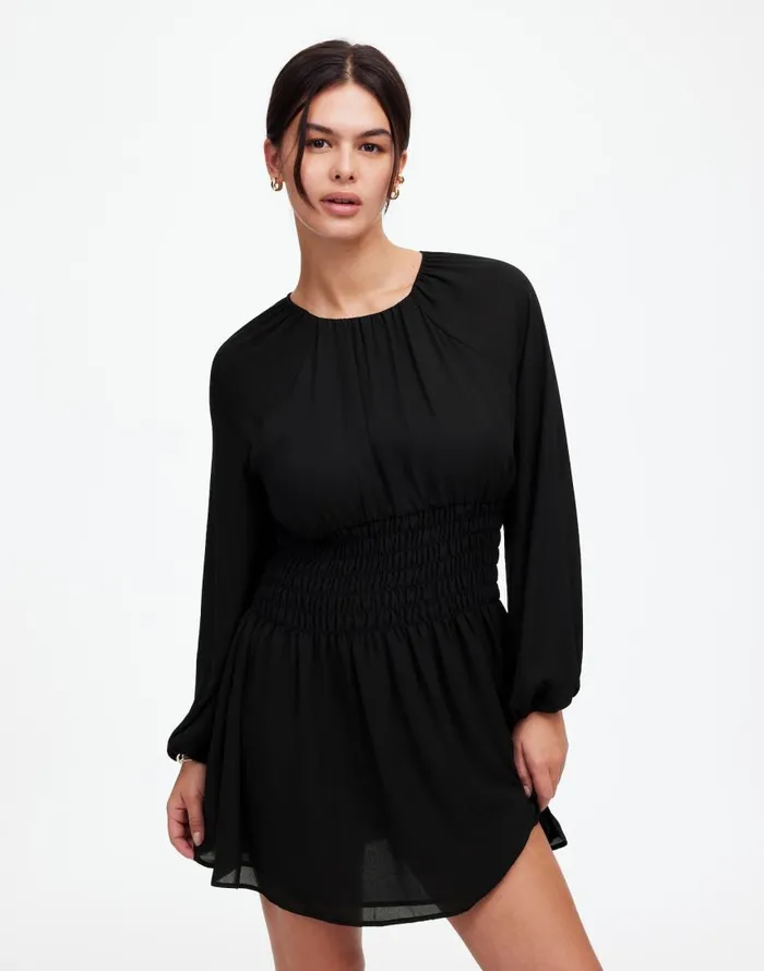 Dresses Women Madewell BubbleSleeve Smocked Mini Dress True Black