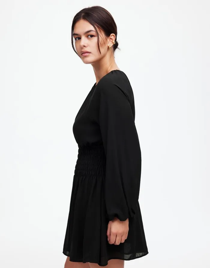 Dresses Women Madewell BubbleSleeve Smocked Mini Dress True Black