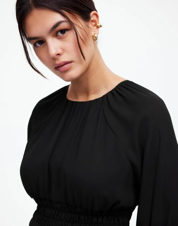 Dresses Women Madewell BubbleSleeve Smocked Mini Dress True Black
