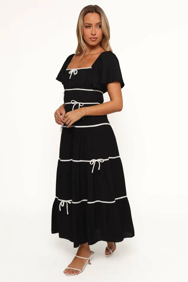 Dresses Women Petal and Pup Harvey Maxi Bow Dress BlackWhite