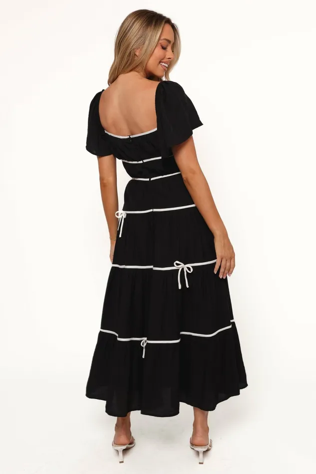 Dresses Women Petal and Pup Harvey Maxi Bow Dress BlackWhite
