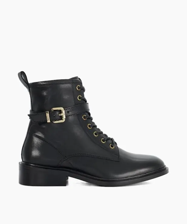 Dune London Ankle Boots Women Chunky Lace Up Buckle Boots Black