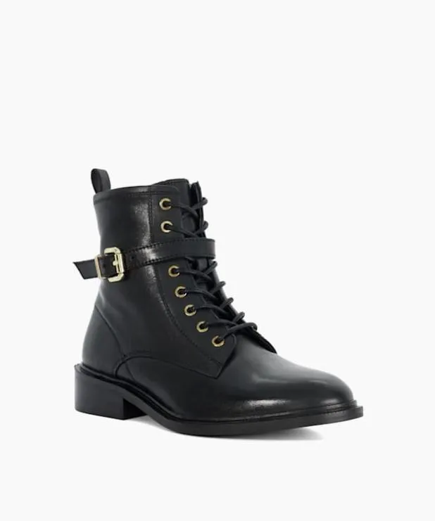 Dune London Ankle Boots Women Chunky Lace Up Buckle Boots Black