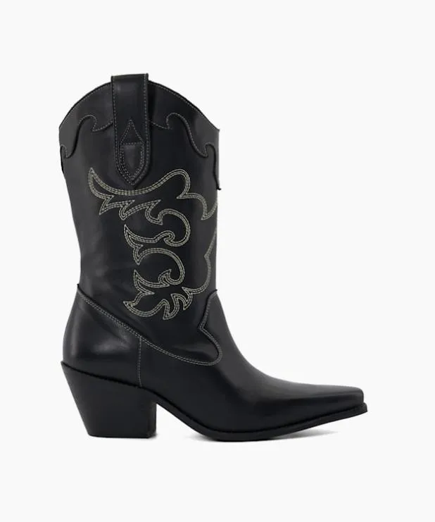 Dune London Ankle Boots Women Leather Black Calf Length Boots Black Leather