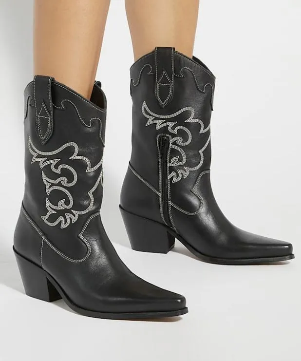 Dune London Ankle Boots Women Leather Black Calf Length Boots Black Leather