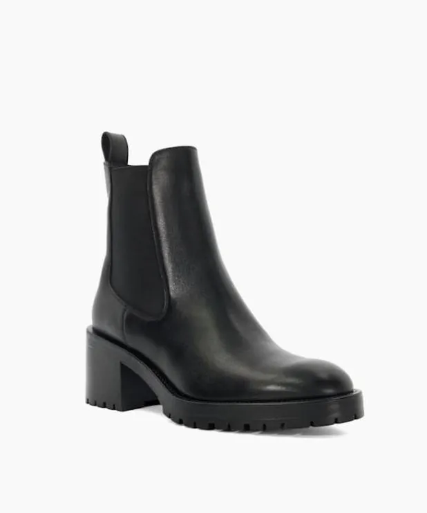 Dune London Black Boots Women Chunky Block Heel Chelsea Boots Black
