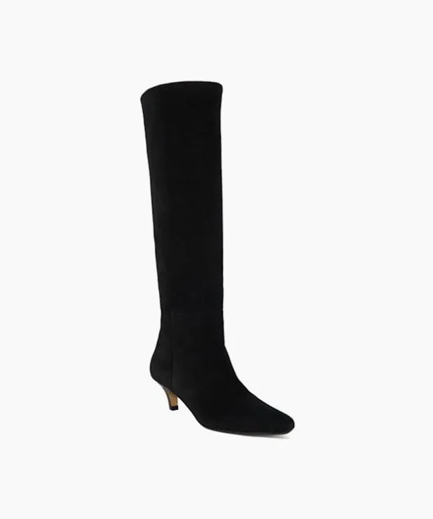 Dune London Black Boots Women Knee High Low Heel Boots Black