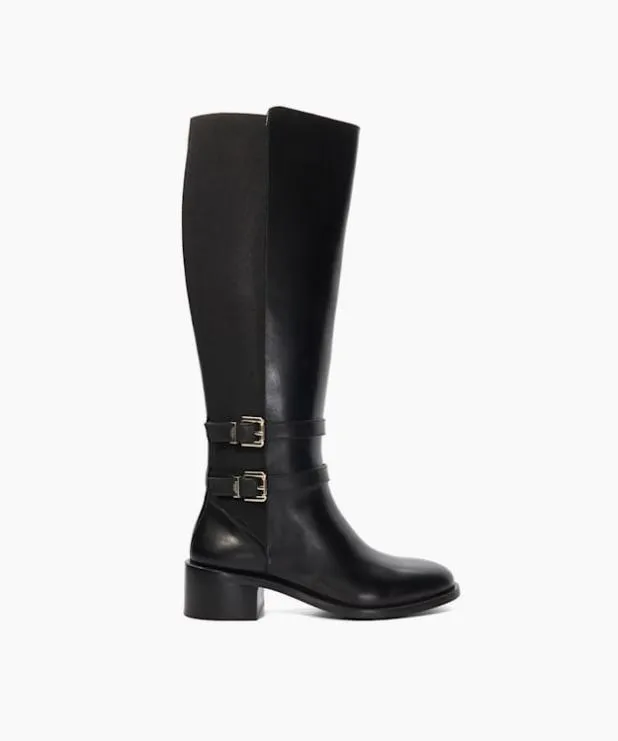 Dune London Black Boots Women Leather Knee High Riding Boots Black