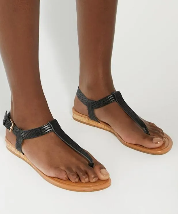 Dune London Black Sandals Women Cork Wedge Sandals Black