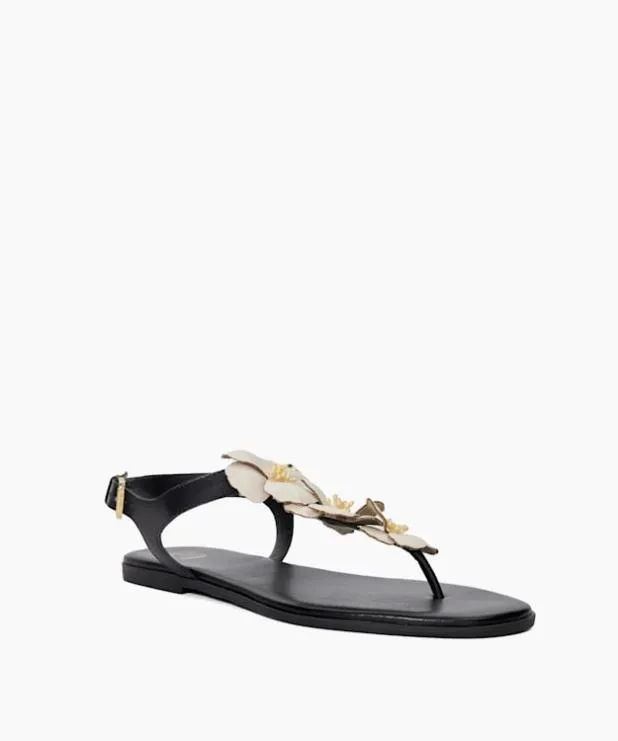 Dune London Black Sandals Women Floral Embellished ToePost Sandals Black