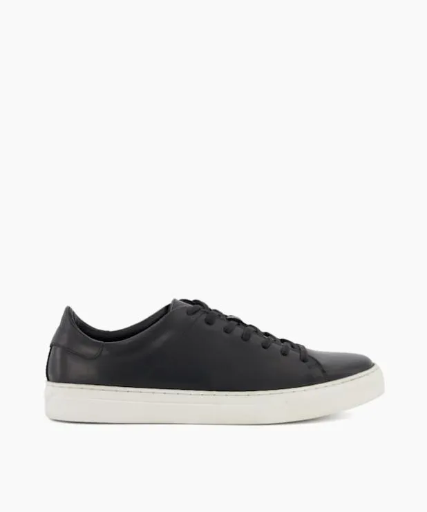 Dune London Black Shoes Men Leather Cup Sole Trainers Black