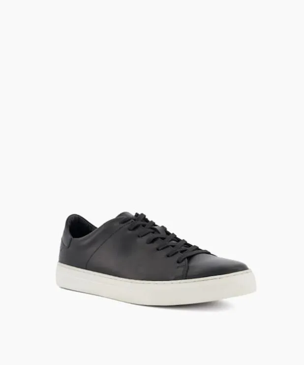 Dune London Black Shoes Men Leather Cup Sole Trainers Black