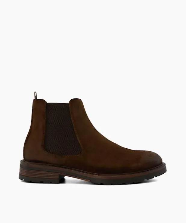 Dune London Brown Boots Men Casual Suede Chelsea Boots Brown