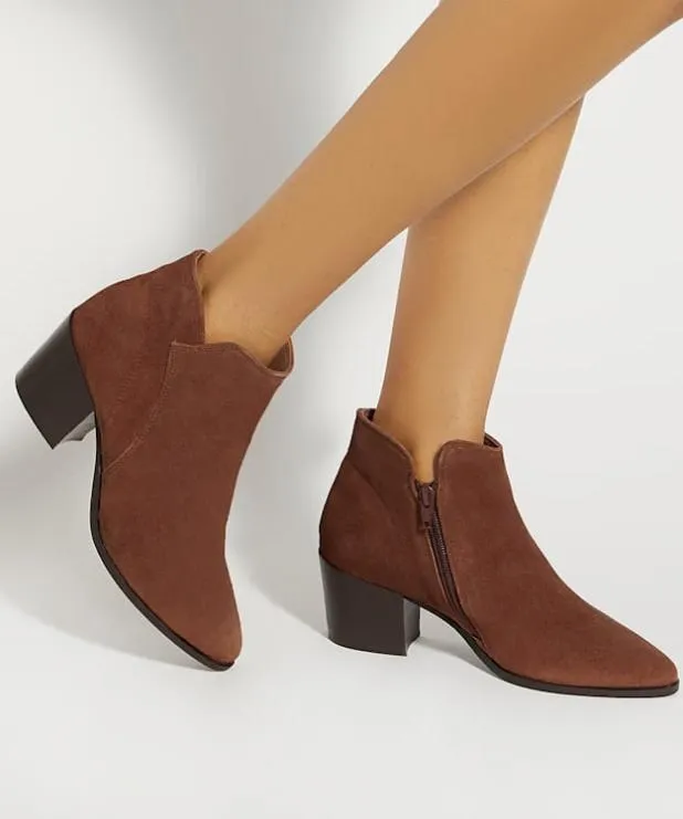 Dune London Brown Boots Women Heeled Suede Ankle Boots Brown