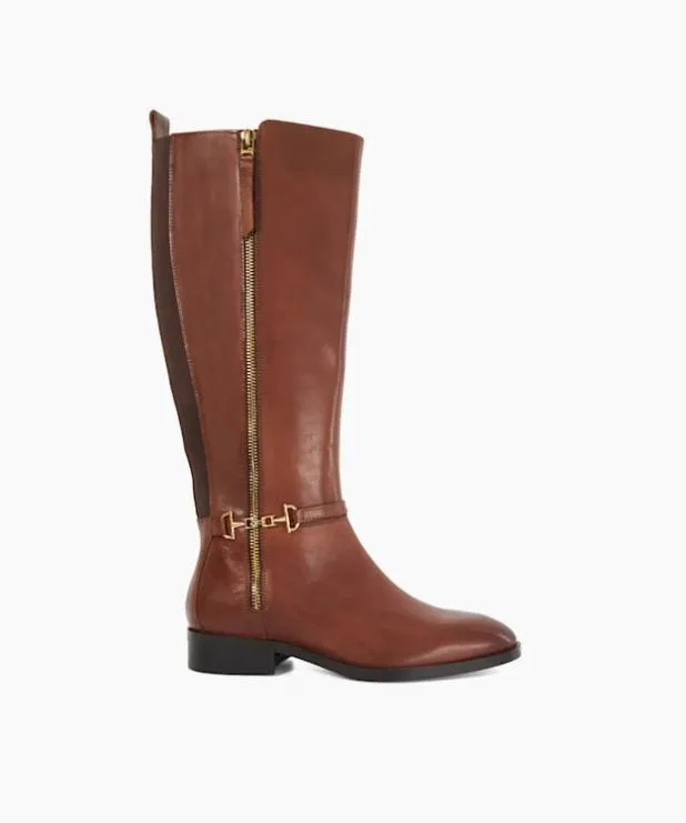 Dune London Brown Boots Women Knee High Boots With Signature Buckle Detail Brown