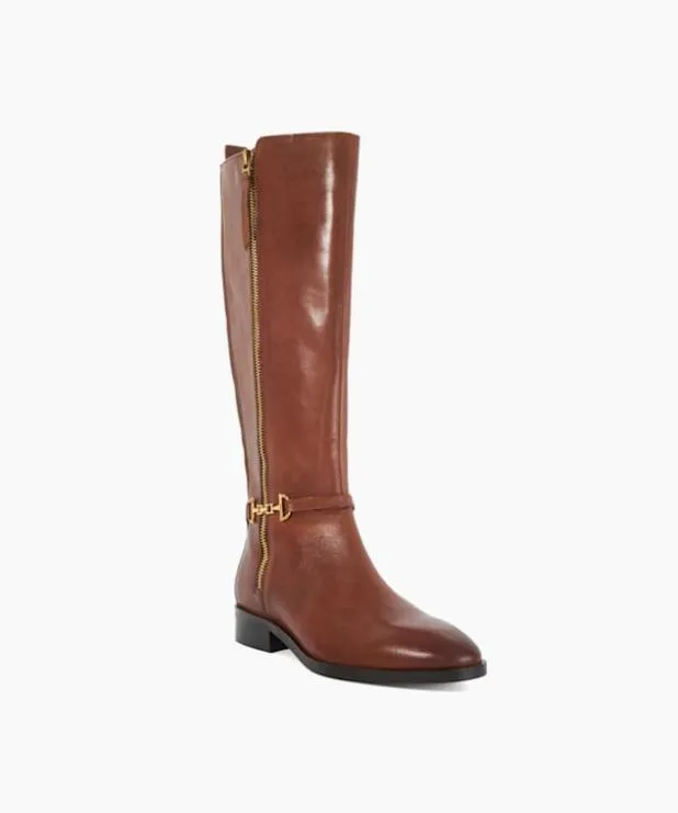 Dune London Brown Boots Women Knee High Boots With Signature Buckle Detail Brown