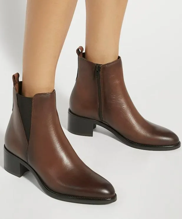 Dune London Brown Boots Women Leather Ankle Boots Brown