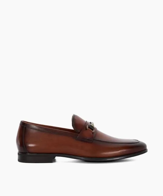 Dune London Brown Shoes Men Leather Snaffle Loafers Brown