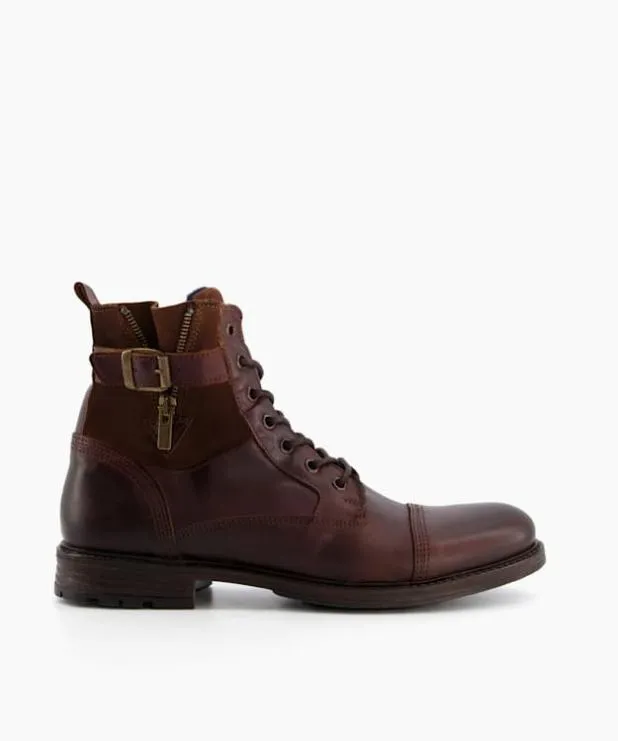 Dune London Casual Boots Men Casual Buckle Detail Ankle Boots Brown