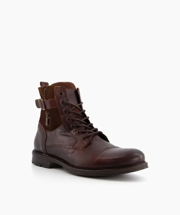 Dune London Casual Boots Men Casual Buckle Detail Ankle Boots Brown