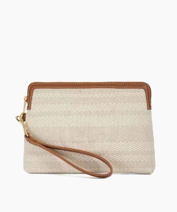 Dune London Clutch Bags Women Canvas Zip Up Wristlet Pouch Neutral