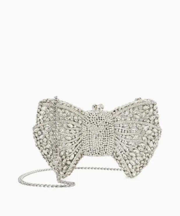 Dune London Clutch Bags Women Embellished Bow Clutch Bag Metallic