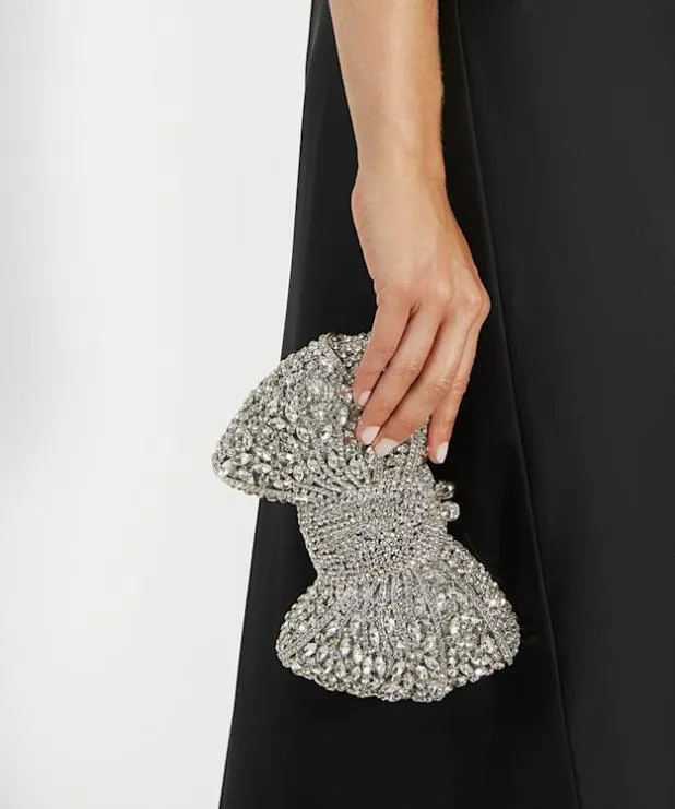 Dune London Clutch Bags Women Embellished Bow Clutch Bag Metallic