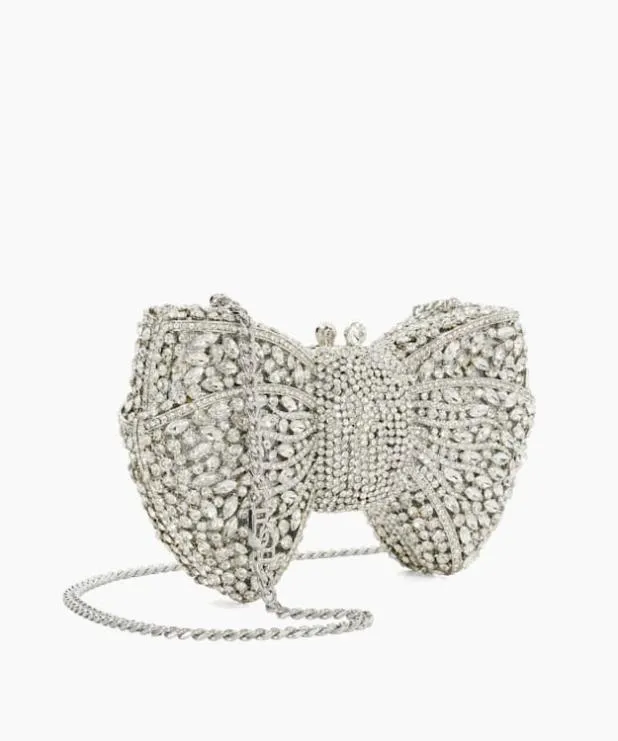 Dune London Clutch Bags Women Embellished Bow Clutch Bag Metallic