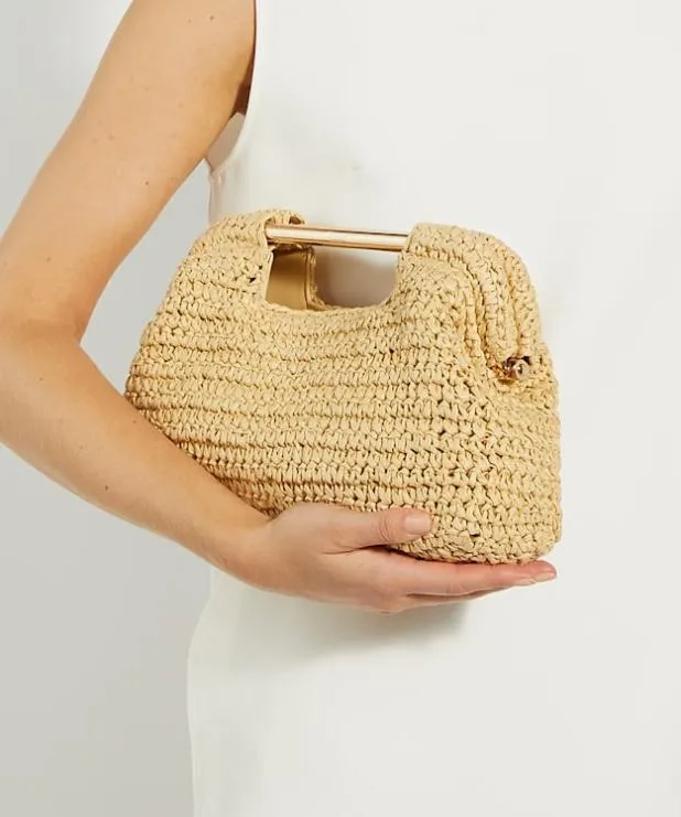Dune London Clutch Bags Women Raffia Clutch Bag Neutral