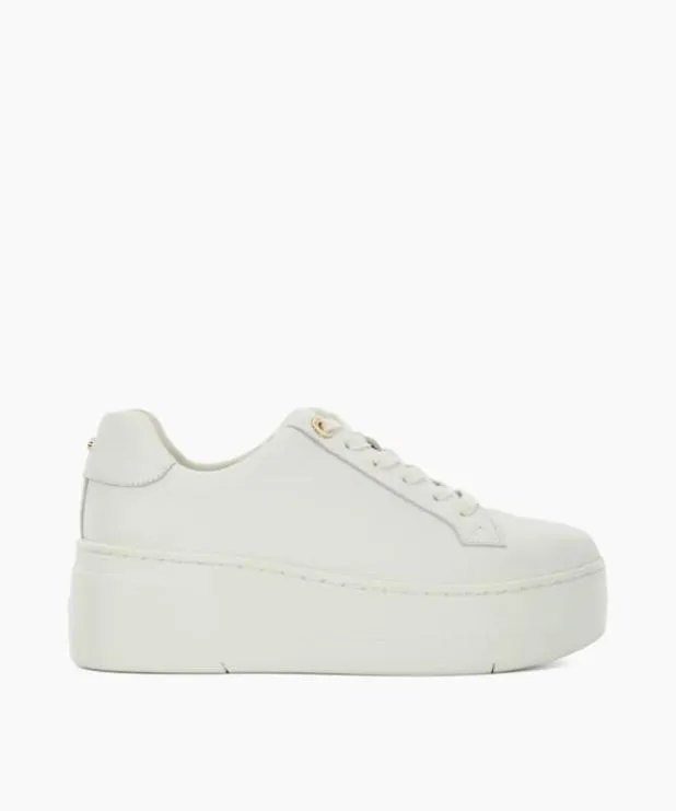 Dune London Flat Shoes Women Lace Up Flatform Trainers White