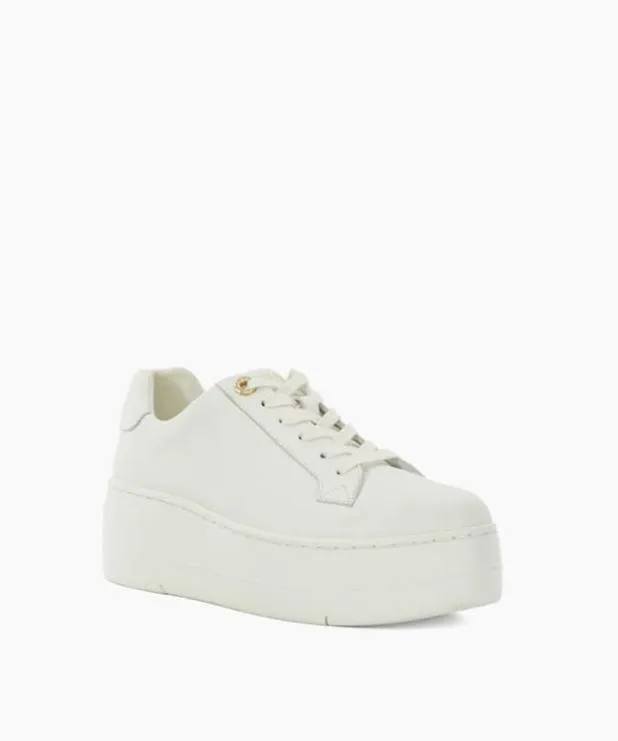 Dune London Flat Shoes Women Lace Up Flatform Trainers White