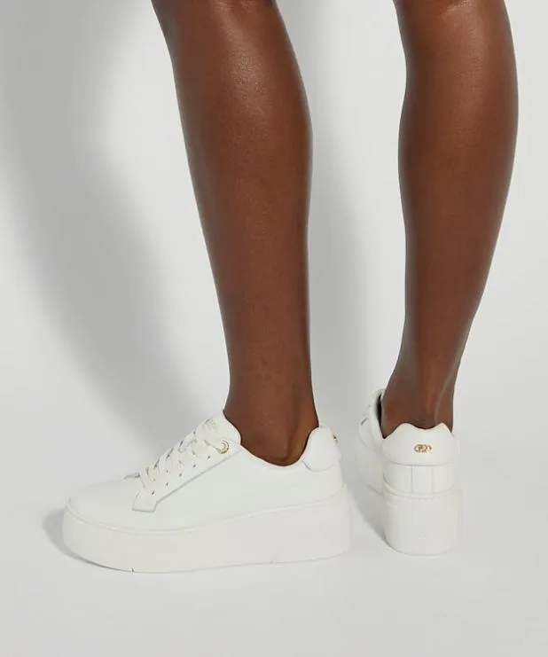 Dune London Flat Shoes Women Lace Up Flatform Trainers White