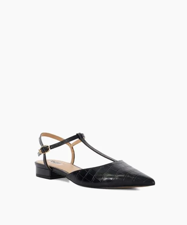Dune London Flat Shoes Women Pointed Toe TBar Flats Black